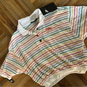 Mike cropped shirt, small colorful stripes